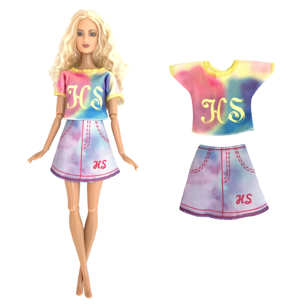 NK 1 Pcs Fashion Skirt For 1/6 Doll Dress Gradient Shirt Mini Skirt Outfit for Barbie Doll Accessories Baby Toys