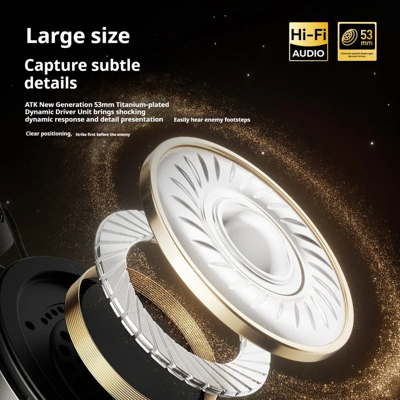 ATK N9 سلسلة سماعة الألعاب اللاسلكية رباعية الوضع 53 مللي متر ديناميكية سائق سماعات ثلاثية الأبعاد المحيطي المكاني الصوت مرحبا فاي سماعات الموسيقى