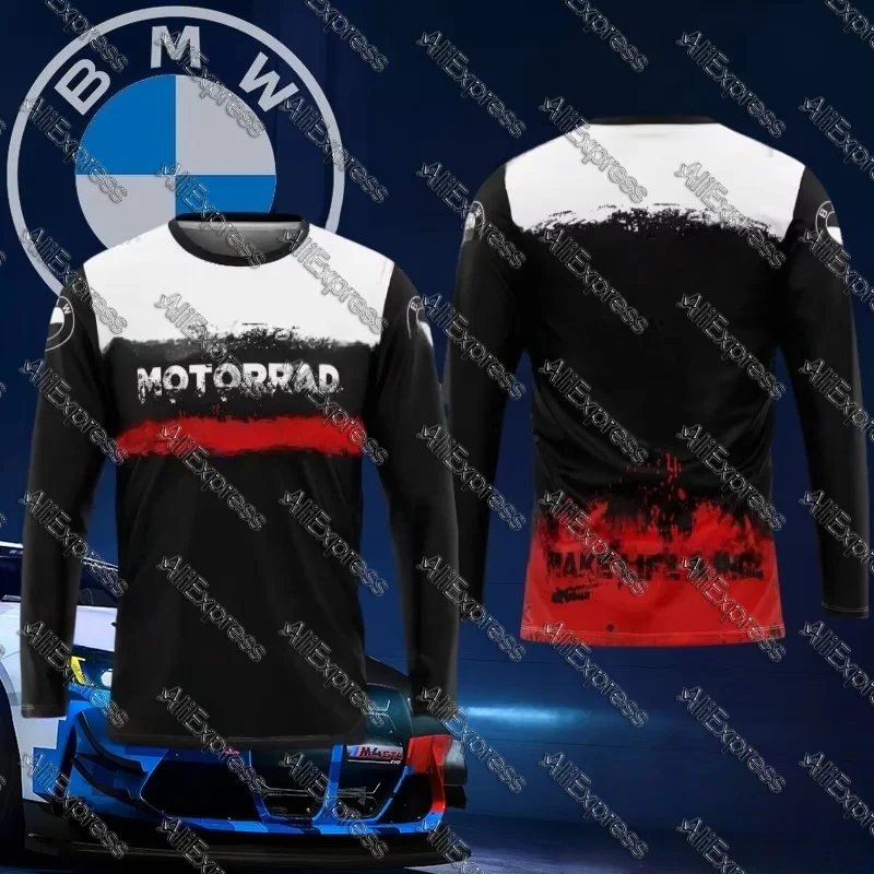 

Быстросохнущая высококачественная роскошная брендовая спортивная футболка BMW с длинными рукавами, дышащая, впитывающая пот, повседневный велосипедный костюм, топ Moto
