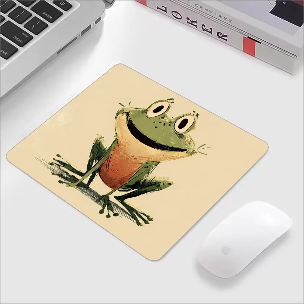 Cute Frog Square Mousepad Small Size Home Desk Protector Desk Mat Washable Desktop Mouse Pad Gaming Anti-slip Rubber Table Mats