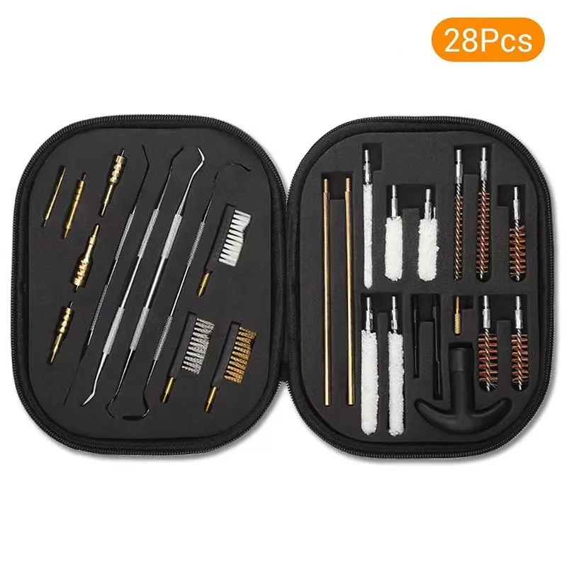 

28PC Gun Barrel Brush Cleaning Kit for Pistol Airsoft AR15 AR10 M4 M16 Sig Sauer 1911 Taurus Glock g17 19 22 34 G43X Accessories