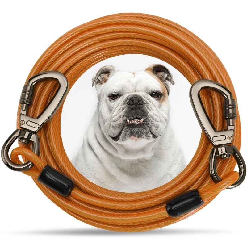 Double-headed Dog Tie Out Cable Leash, Long Steel Wire Rope, Outdoor Dogs Straps, Adjustable Running Rope Supplies