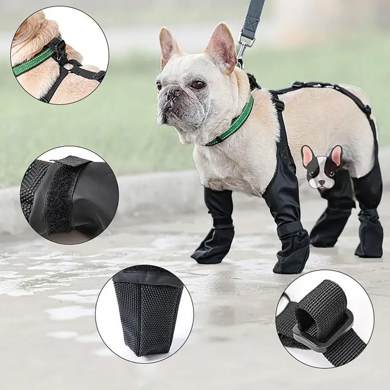 Waterproof Dog Shoes Anti-Slip Pet Paw Protector For Small Medium Dogs Dirty-Proof Outdoor Running Booties With Auxiliary Strap