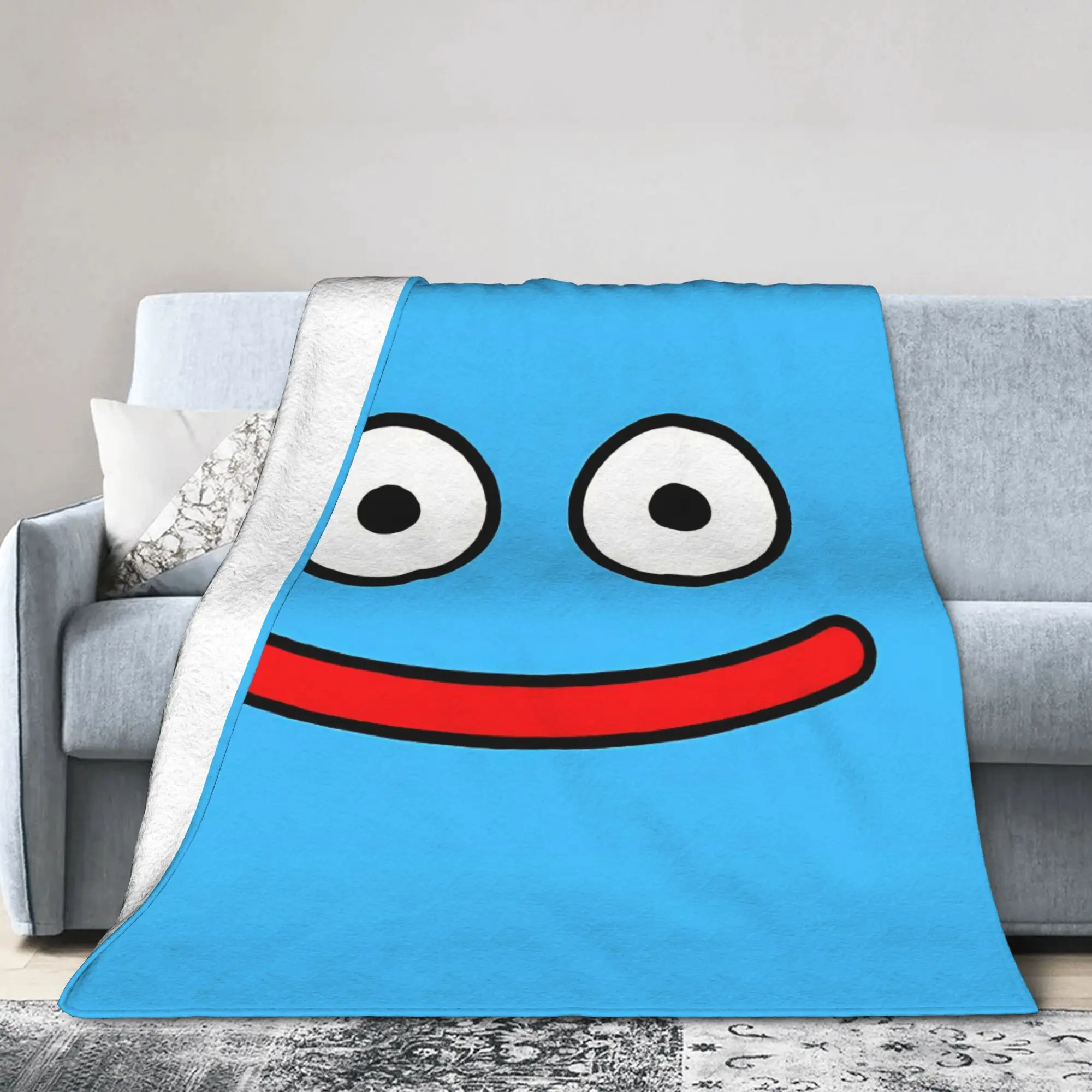 Dragons Quests Game Fleece Blankets Slime Face Funny Throw Blankets for Home 200x150cm Rug Piece