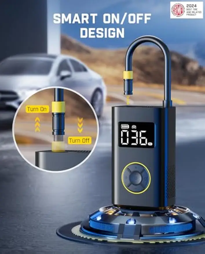 자동차 및 자전거용 휴대용 타이어 공기 주입기, 1분 빠른 전기 펌프(디지털 압력계 포함), 150PSI 에어 컴프레서