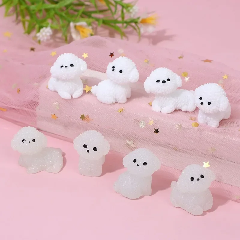 Figurines Miniatures Cute Dog White Bichon Frise Micro Landscape Ornaments For Home Decorations Decor For Room Desk Accessories