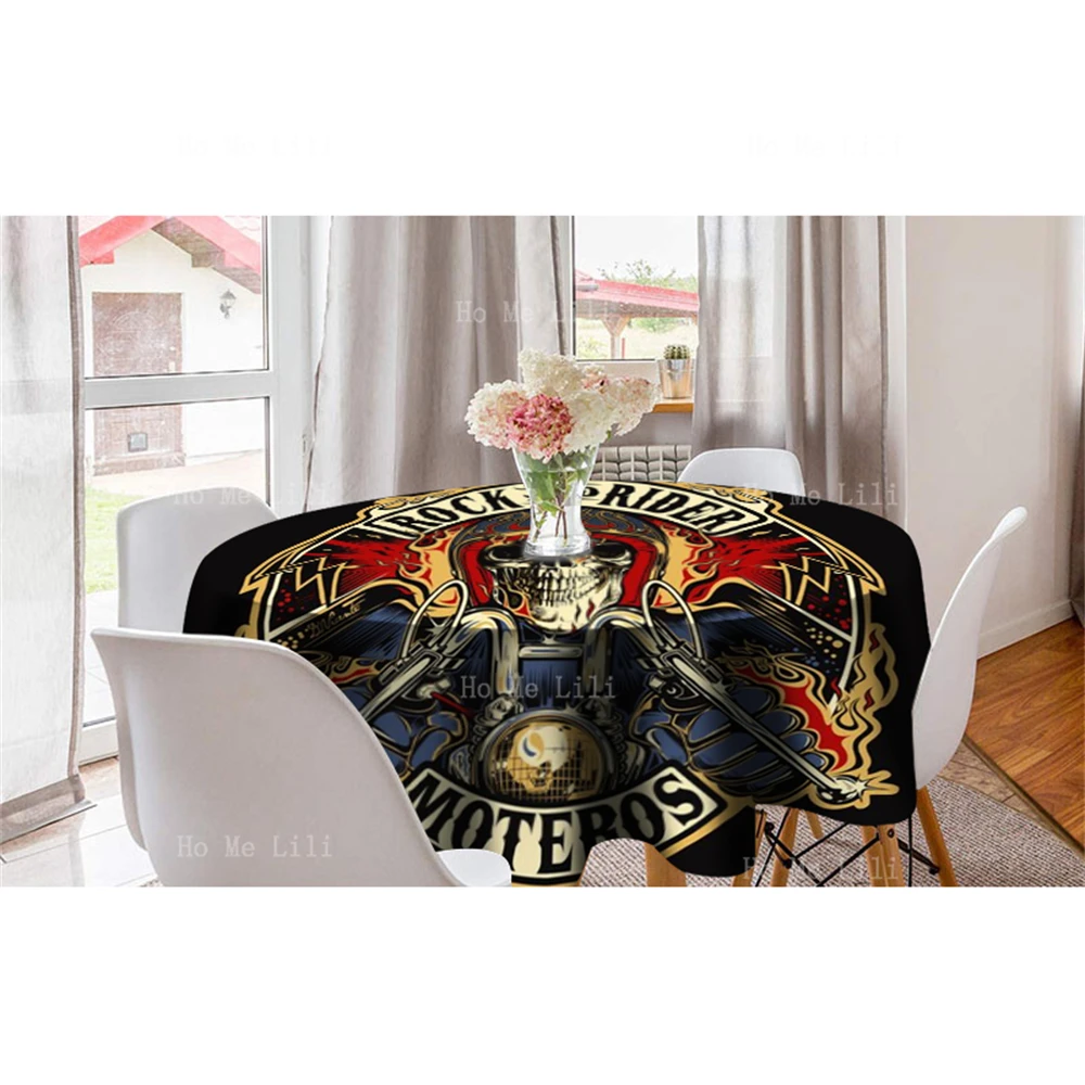 Rock And Roll And Rider Car Motorbike Club Bike Race Oil And Water Proof Kitchen Table Decoration