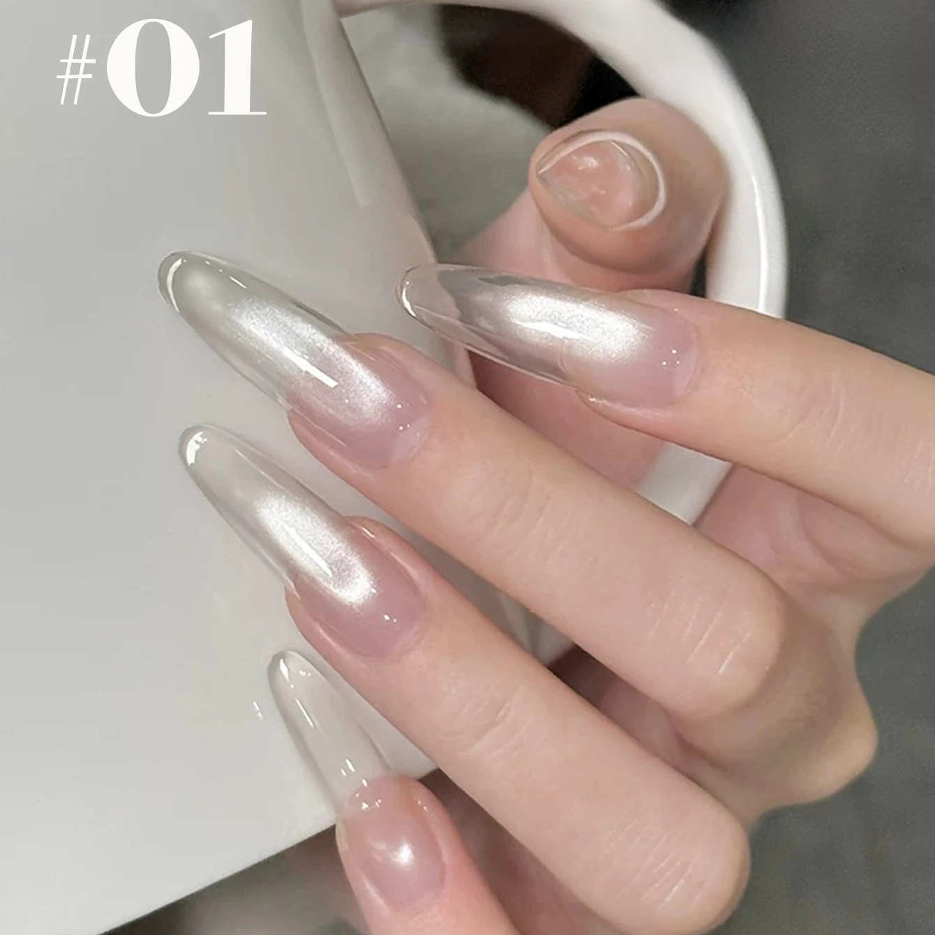 1-12 Stück WS Hot Style Nicht-Grau Universal White Cat Eye Gel Nagellack Super Flash White Glass Bead Nail Art Nail Suppies – Detail 5