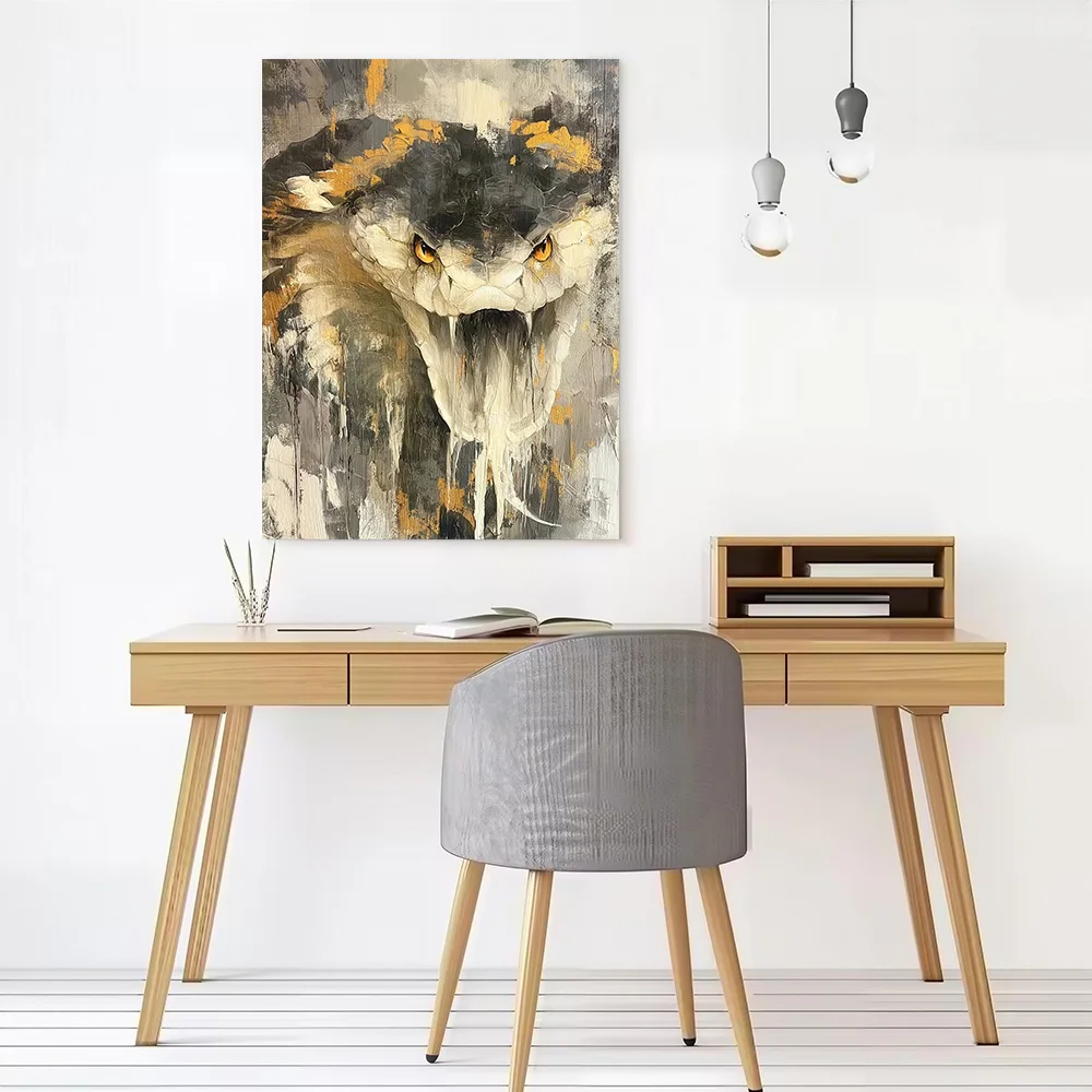 Aggressive Snake Portrait Painting Canvas Wall Arts Poster Customizable Pictures Printing for Room Home Decor Ornaments Bedroom