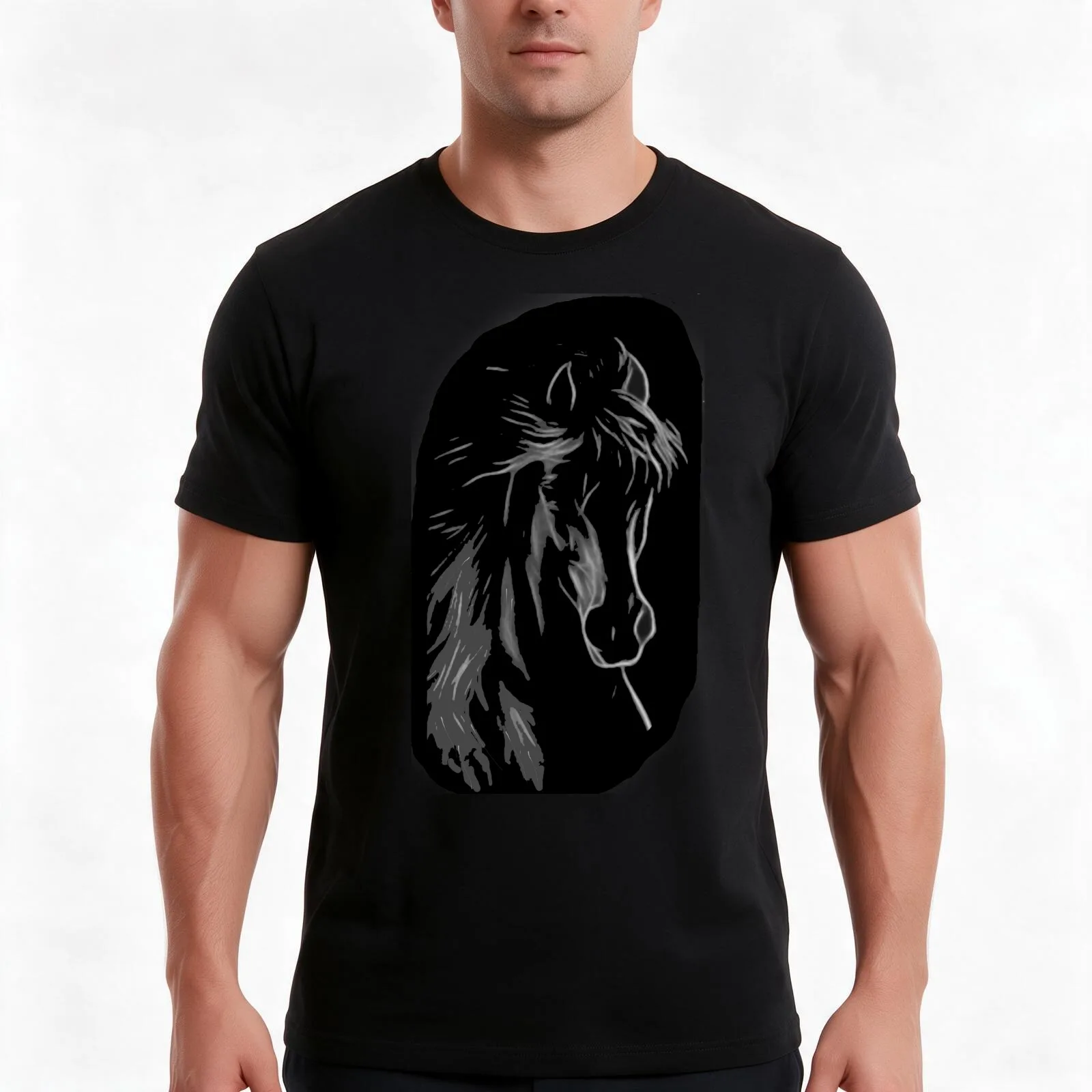 ECLIPSE BLACK STALLION T-Shirt Summer Casual Cotton Tee Oversized Streetwear Tops Vintage Graphic Print Unisex Men Women