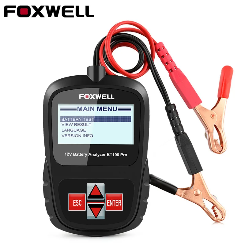 FOXWELL BT100 PRO Car Battery Tester 12V Automotive 100-1100CCA Battery Load Tester Digital Analyzer for Car Motorcycle Truck