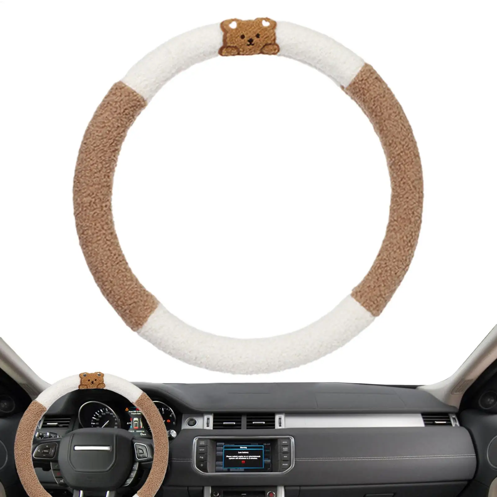

Steering Wheel Cover Men 15 Inch Lamb Wool Auto Handle Decor Cute Steering Cover With Animal Design For Decoration Men Women