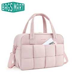 BAGSMART Puffer Bolsa de viaje Bolsa de lona para viaje con compartimento para computadora portátil Bolsas de gimnasio de fin de semana para mujer Bolsa de lona de mano