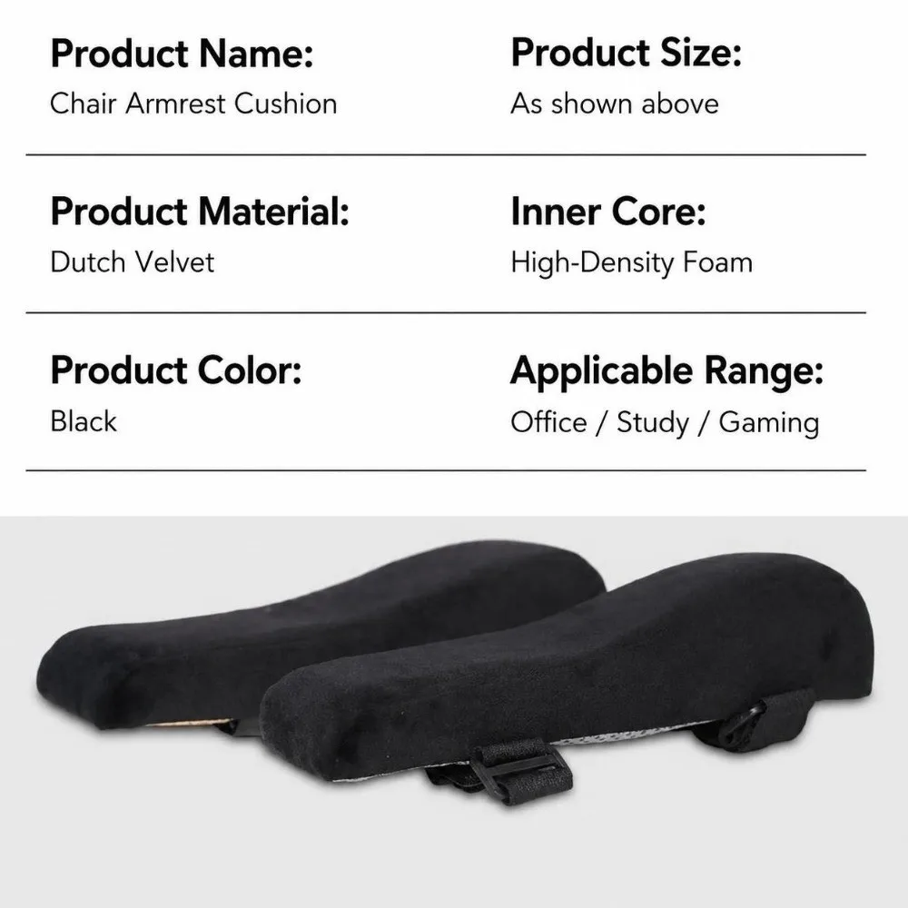 Sponge Foam Chair Armrest Pad Curve Design Fasten Strap Arm Rest Mat Adjustable Belt Easy Mount Elbow Support Cushion