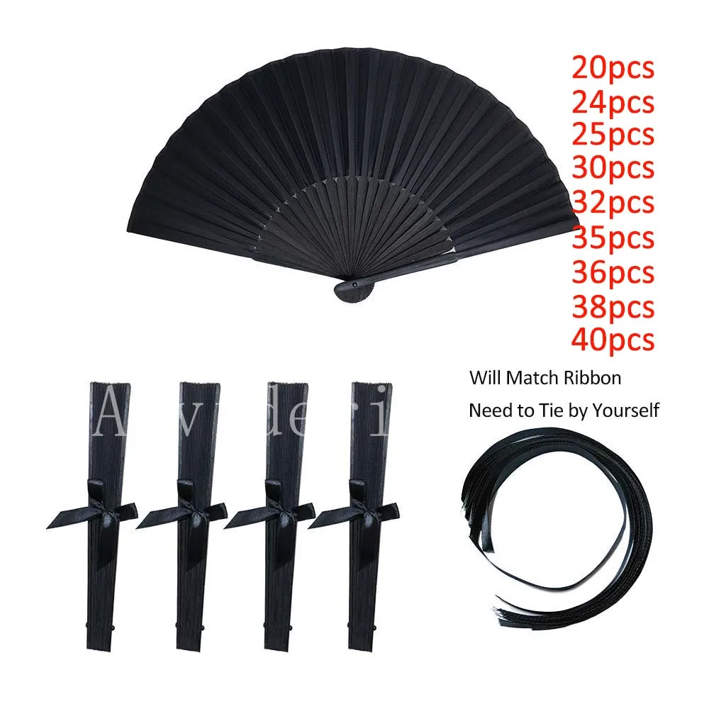 

40/36/20 шт. черный ручной складной веер с принтом логотипа для рекламного подарка 24/25/30/35 шт. персонализированный веер для детей, сувениры на день рождения