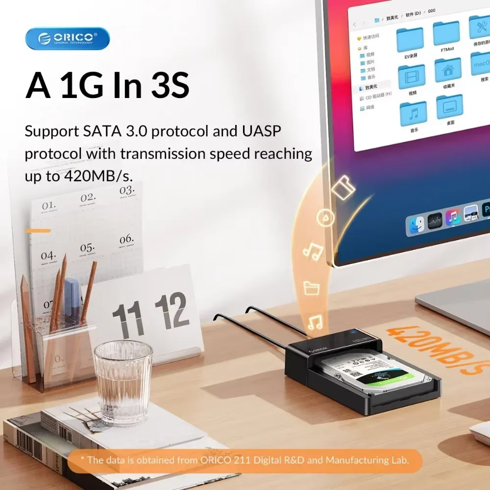 ORICO Festplattengehäuse 2,5 und 3,5 Zoll USB 3.0 SATA 5 Gbit/s Festplattengehäuse für SSD HDD Externe Festplattengehäuse Unterstützung UASP 18 TB