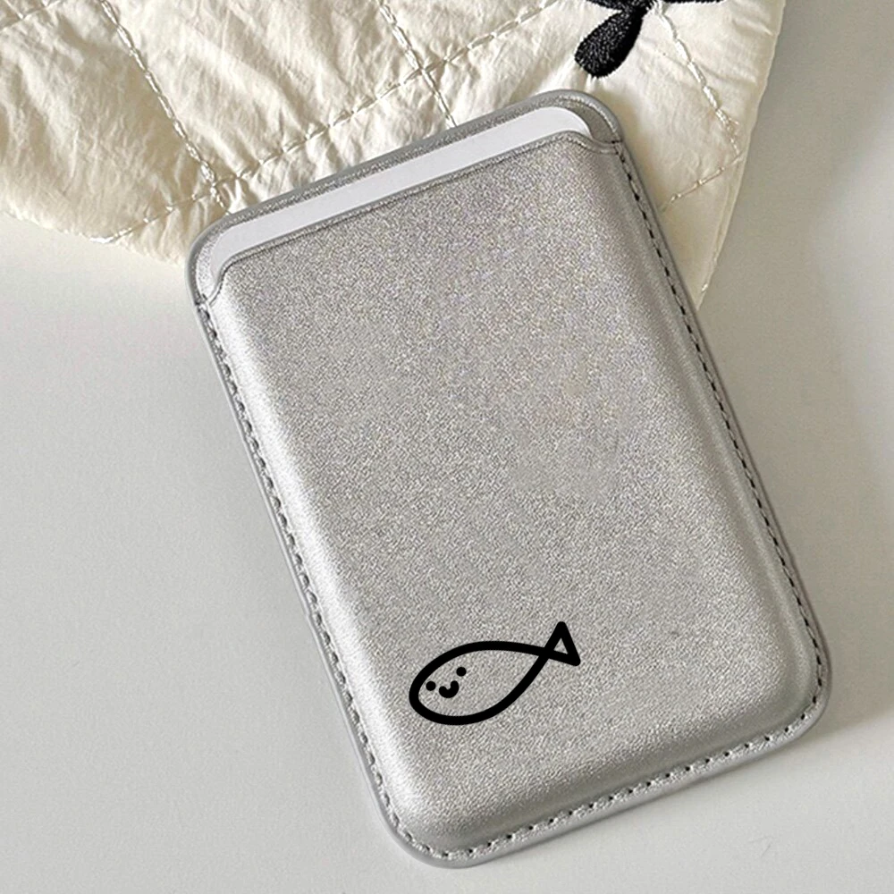 Minimalistische Fischleder-Kartenhülle für Magnetische Hüllen, Geeignet für alle iPhones, für Magsafe-Karten-Handytasche – Detail 1