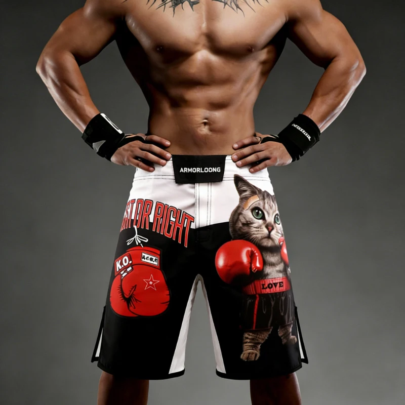 Herren MMA-Shorts, Tier-Design BJJ-Shorts, Kampfshorts für Kampfsport, Boxen, Brazilian Jiu-Jitsu, Sparring, No-Gi Grappling, Trainingshosen
