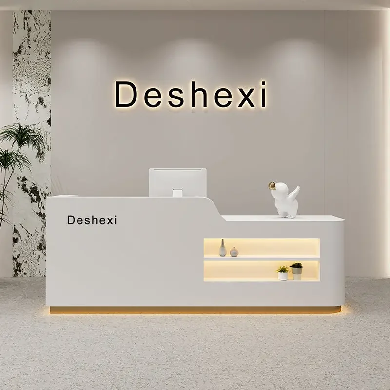 Coffee Reception Desk Help Counter Acrylic Top Reception Desk Cosmetic Study Bench Store Recepcion Mostrador Office Furniture