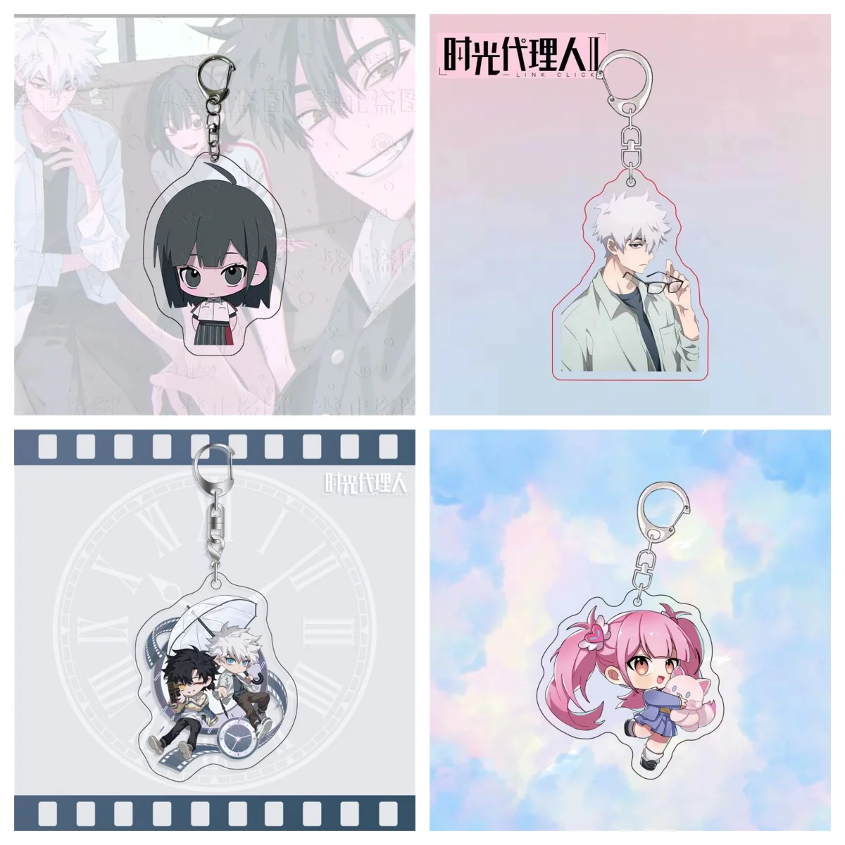 Anime Link Click Rin Charles Lucas Keychain Acrylic KeyChain 6cm Kawaii Bag Pendent Cheng Xiaoshi Lu Guang Cartoon Keyring