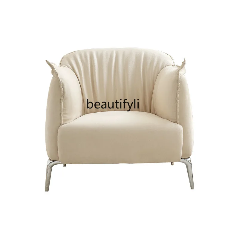 

HJ Light Luxury Single-Seat Sofa Chair Chair Leisure Chair Single Cream Style Living Room Sofa