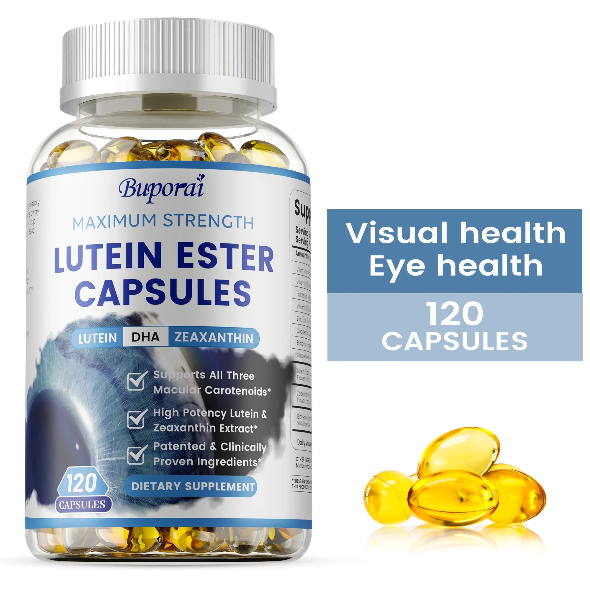 

Капсулы Lutein Ester — с цинком, витаминами C, E, Zeaxanthin, для сухого усталости глаз, улучшения зрения, способствует здоровью макулы