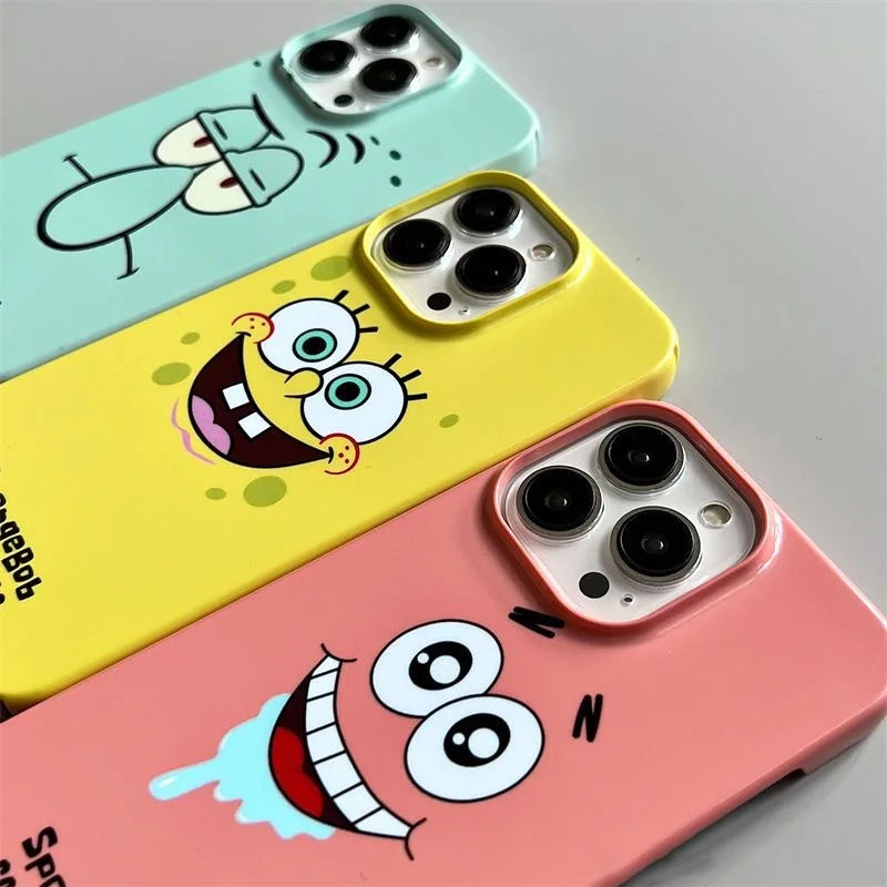 Etui na telefon Anime SpongeBobs Cool do iPhone\'a 16 15 14 13 12 11 Pro Max XS XR XSMax 6 7 8 Plus Glossy HD Hard PC Cover