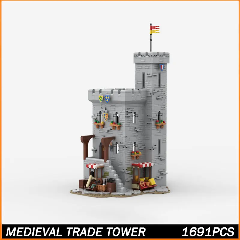 

Строительный блок MOC MOC, средневековая модель башни, кирпичные игрушки, частицы, креативное образование, рождественские подарки, 1691 шт.