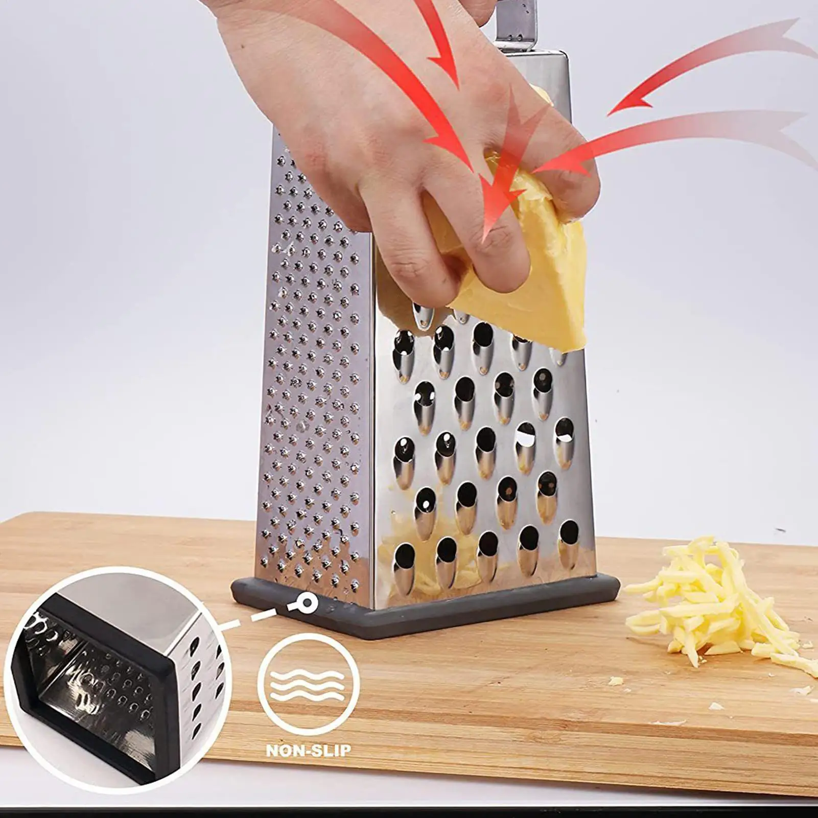 Cheese Graters for Kitchen Stainless Steel Box Grater with Handle 4 Sided Cheese Slicer for Food Vegetables Potatoes Carrot