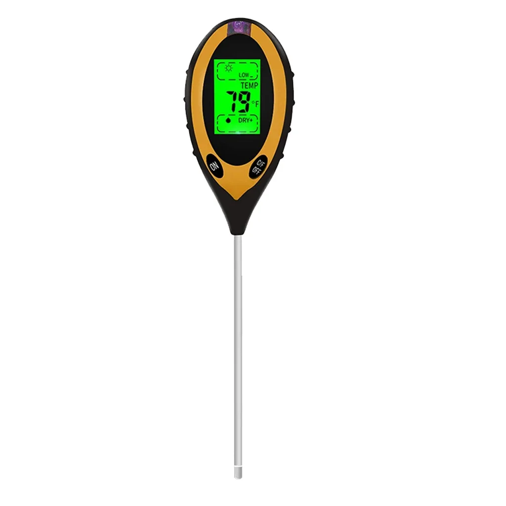 Digital 4 In 1 Soil PH Meter Moisture Monitor Temperature Sunlight Tester for Gardening Plants Farming with Blacklight