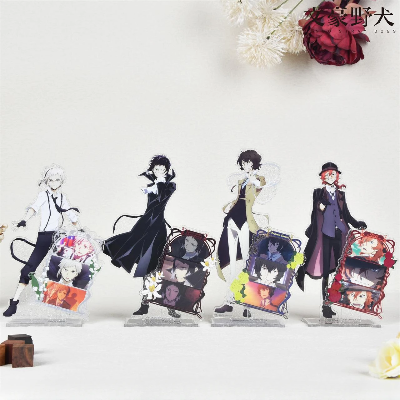 Anime Bungo Stray Dogs Dazai Osamu Ryunosuke Akutagawa Nakahara Chuya Nakajima Atsushi Cosplay Acrylic Standing Sign Xmas Gift