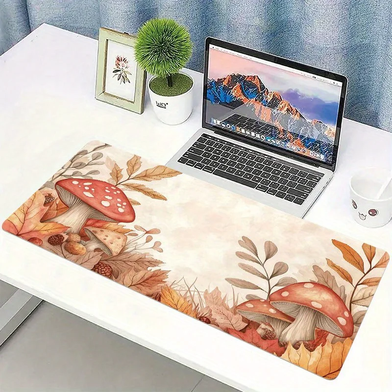 Autumn mushroom leaf mousepad large anti-slip game precise stitching high-definition printed design suitable for offices homes