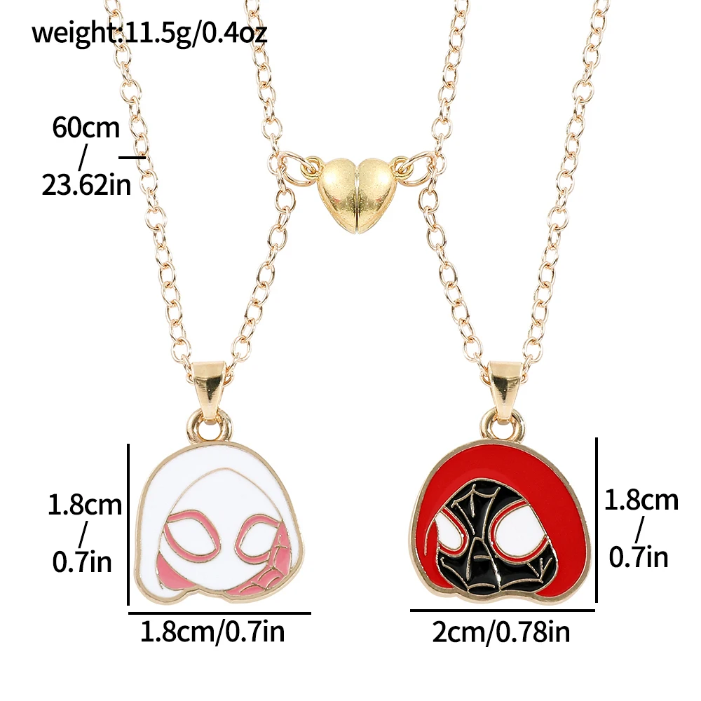 ﻿Marvel Cartoon Cute Spider Man Necklace Creativity Heart Magnetic Spider Man Neck Chain For Couple Charm Jewellery Gifts