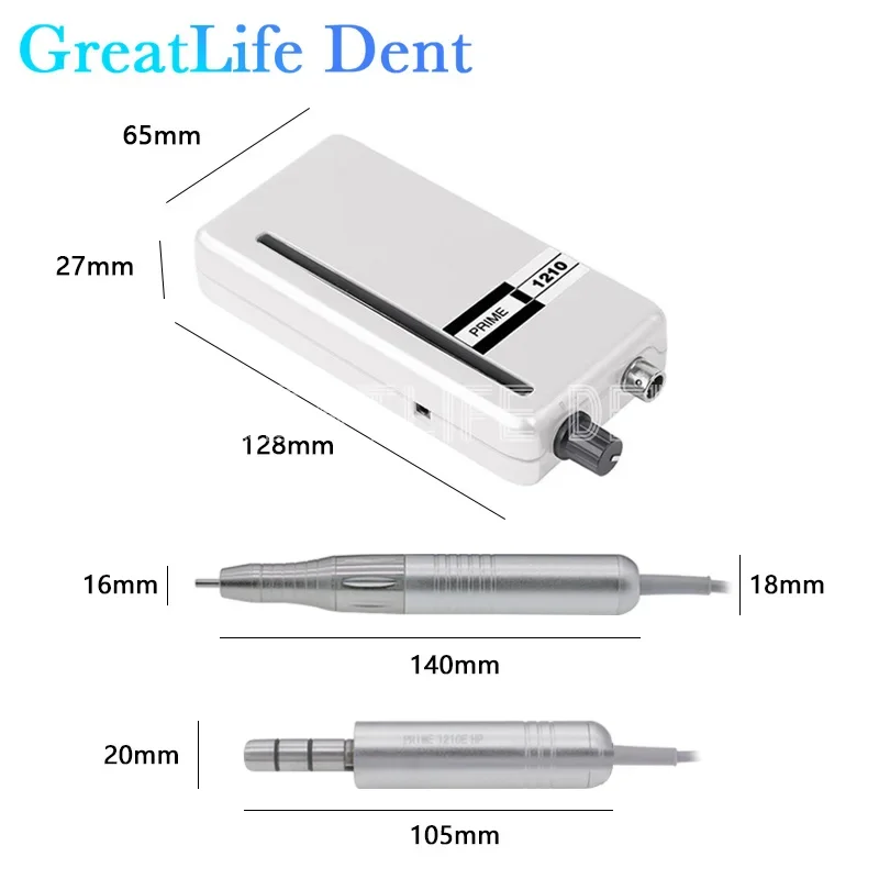 GreatLife Dent 30000 Rpm Prime 1210 Portable Manicure Nail Drill Set Rechargeable Electric Brushless Handpiece Motor Micromotor