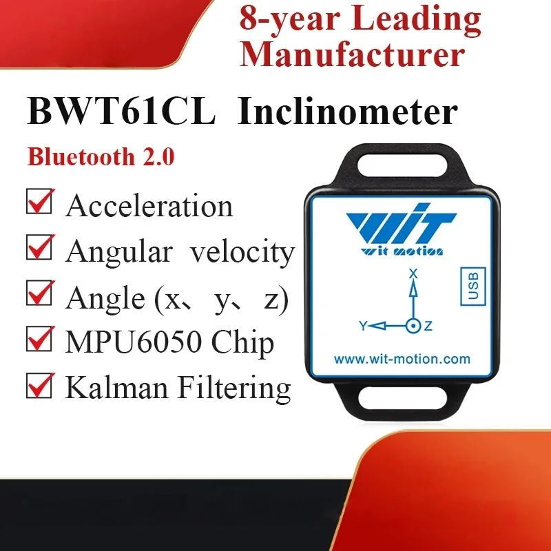 BWT901CL Bluetooth High-Precision 6-axis Gyroscope + Angle (X、Y 0.05°) +Accelerometer with Kalman Filter, 100Hz 6DOF Data Logge