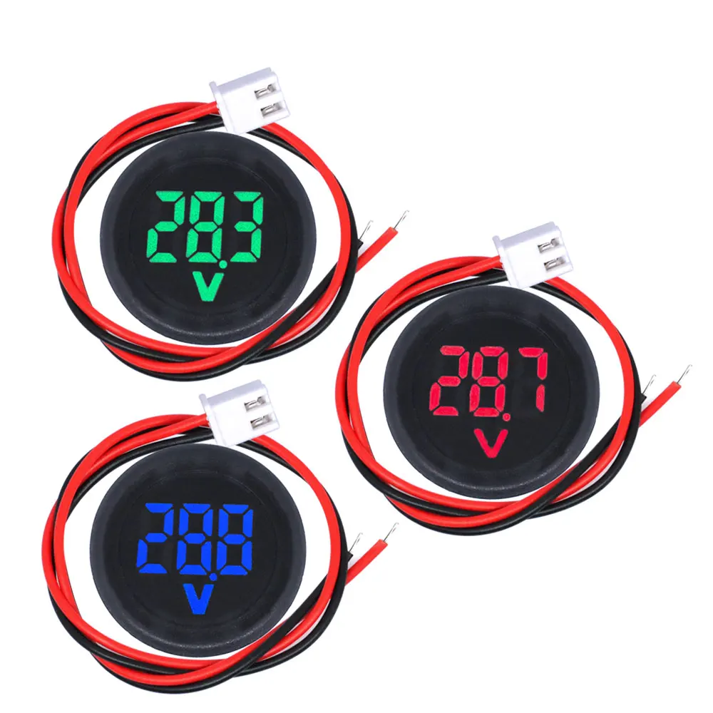 DC 4-100V LED Digital Display Circular Two-wire Voltmeter DC Digital Voltmeter Head Display Reverse Connection Protection Tools