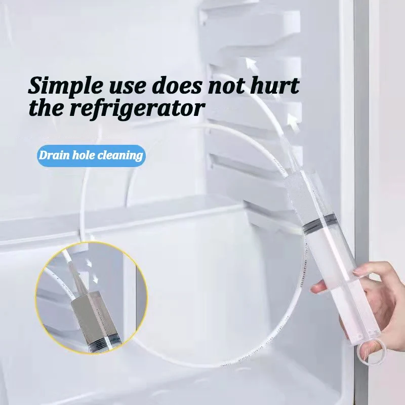 Refrigerator Drain Hole Unclogger Tool 4-in-1 Cleaning Kit with Flexible Brush  Water Injector Universal Defrost Drain Cleaner