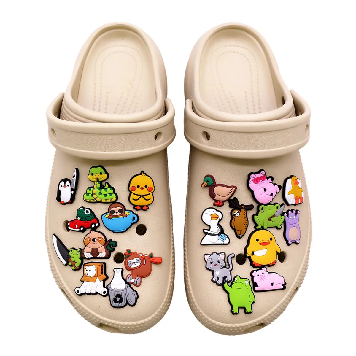 1pcs Cartoon Animals Shoe Charms Funny Spoof Duck Penguin Frog Shape Shoes Button Badge Cute Bear Pig PVC Shoe Upper Accessories