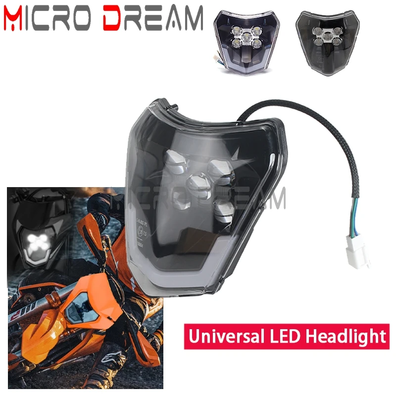 For SX-F SX EXC XC-W XC-F WR DRZ KLX KX YZ FE Enduro Dual Sport Light E8-mark Hi/Lo Beam Motorcycle LED Headlight Head Light