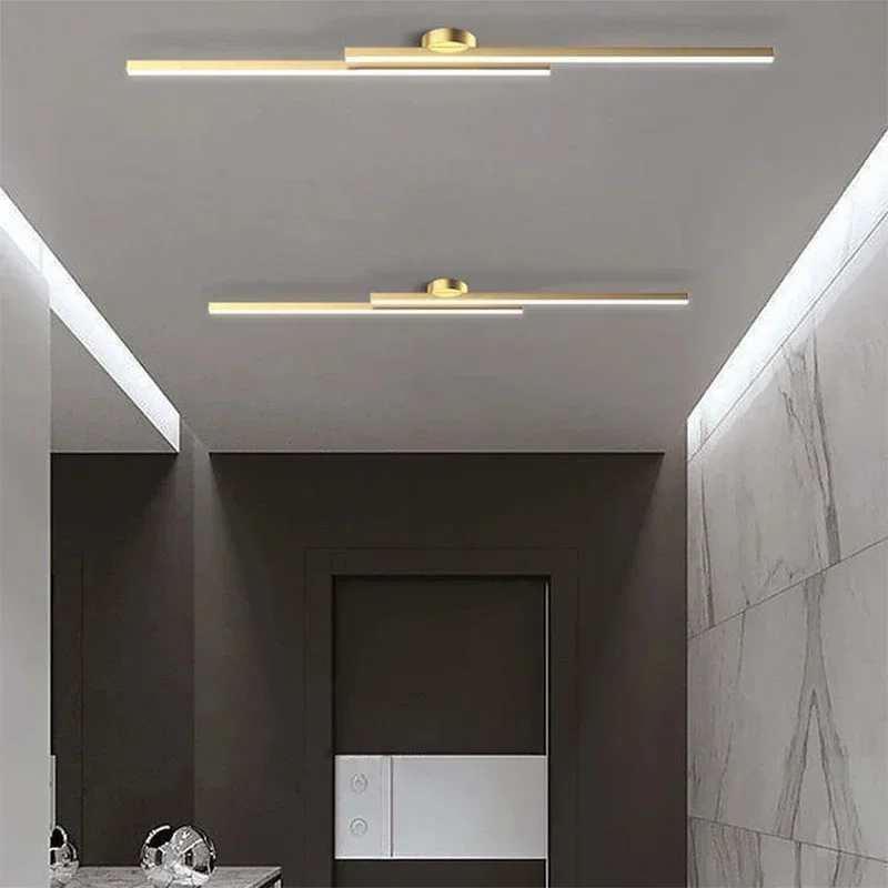 Modern LED Ceiling Light Minimalist Strip Light Gold Black 60/80cm Corridor Corridor Dressing Room Bedroom Living Room Lighting