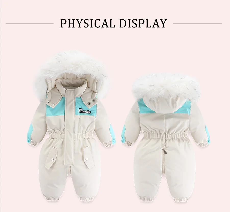30 Grad Winter Baby Kleidung Overalls Outwear Anzüge Für Kleinkinder Baby Ski Anzug Dicken Baby Overall Wasserdicht Mit Kapuze Für mädchen – Detail 20