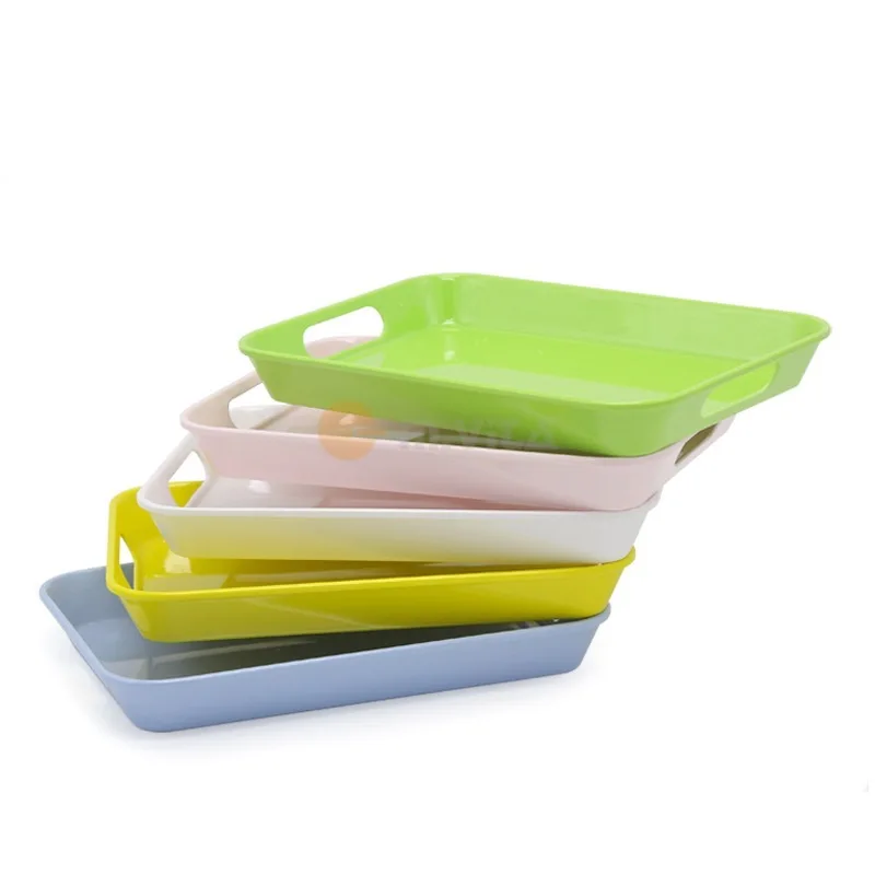 Set Van 5 Melamine Trays Met Kleur Opties Uitgesneden Handgrepen 9.96 "* 7.40" * 1.18"