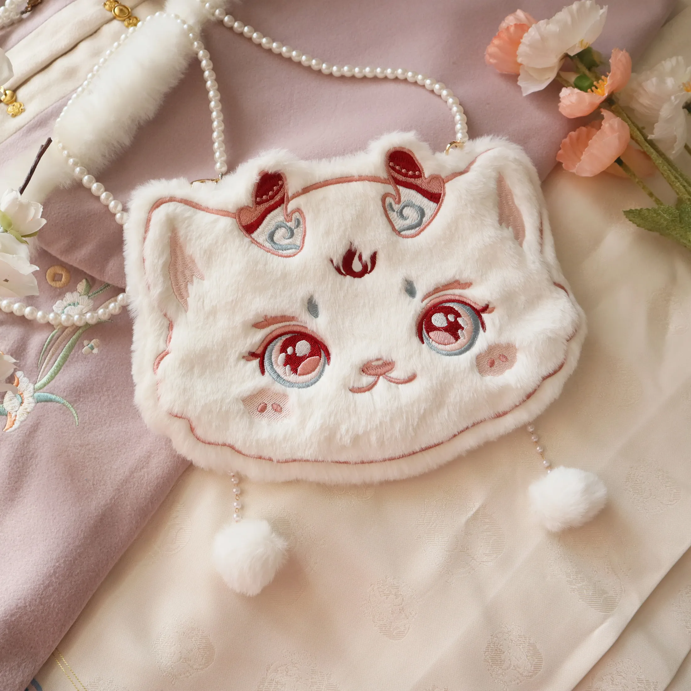 Original Plush Bags Guofeng Embroidery Bag Hanfu Accessories Messenger Bag Women's Niche Embroidery Dragon Shoulder Bags Women