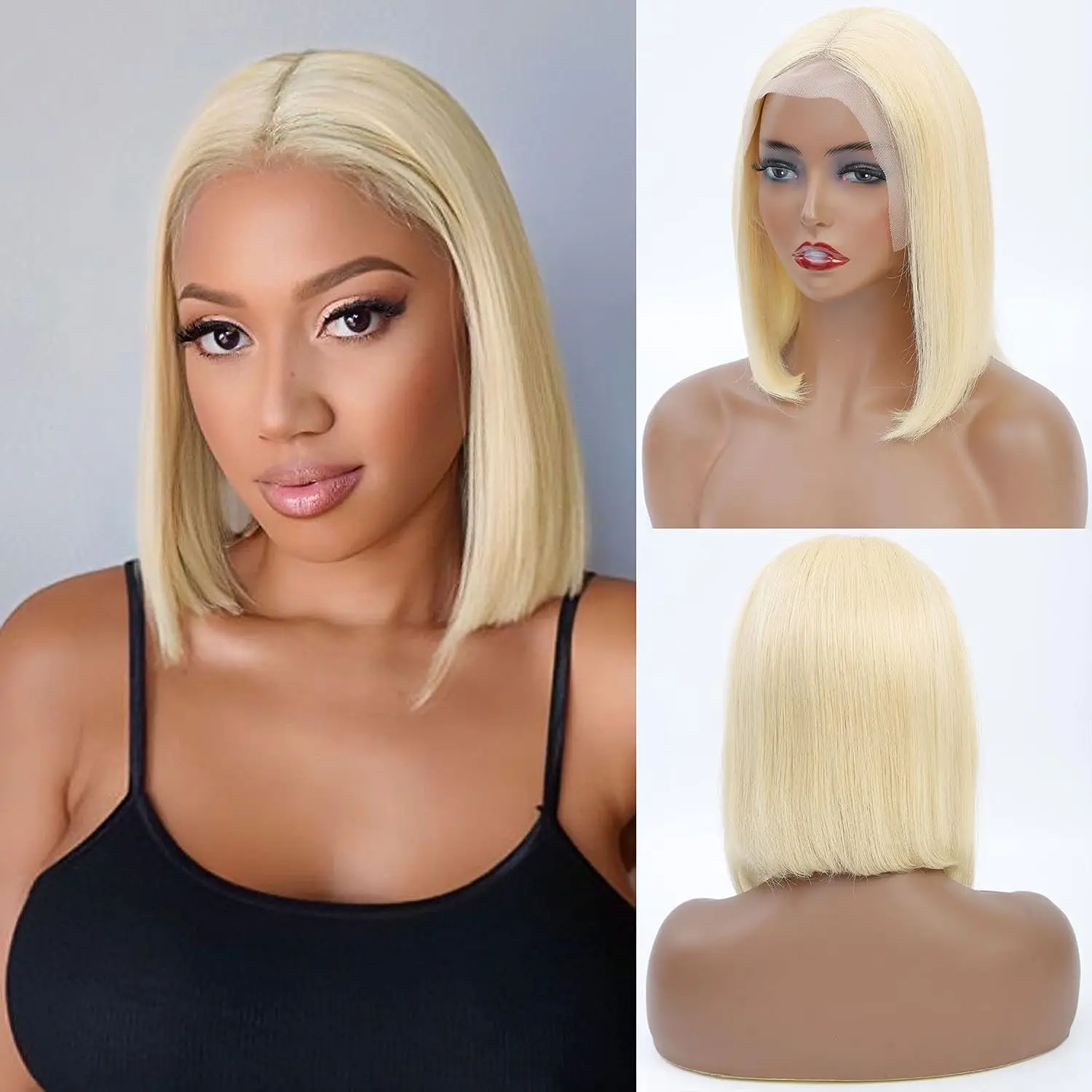 Blonde Bob Wig Human Hair 613 Bob Lace Front Wig Human Hair 13X4 Blonde lace Front Bob Wig Human Hair Pre Plucked With Baby Hair