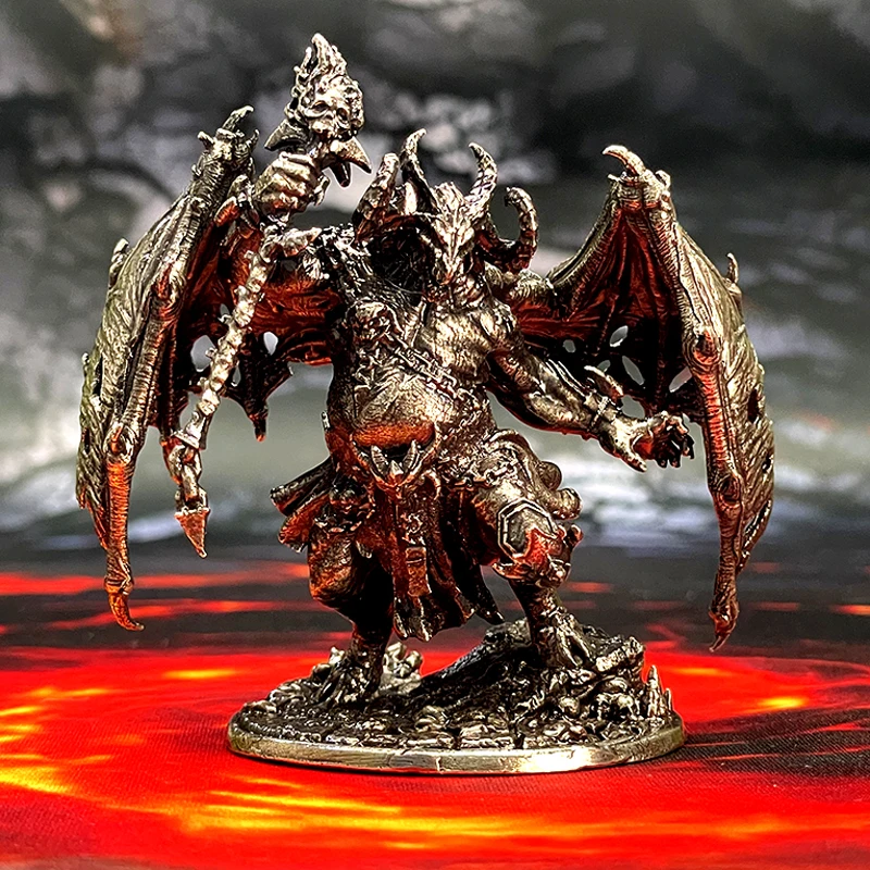 White brass miniature desktop decor vintage metal sculpture decor metal war chess hell lord hero painted figurine model set
