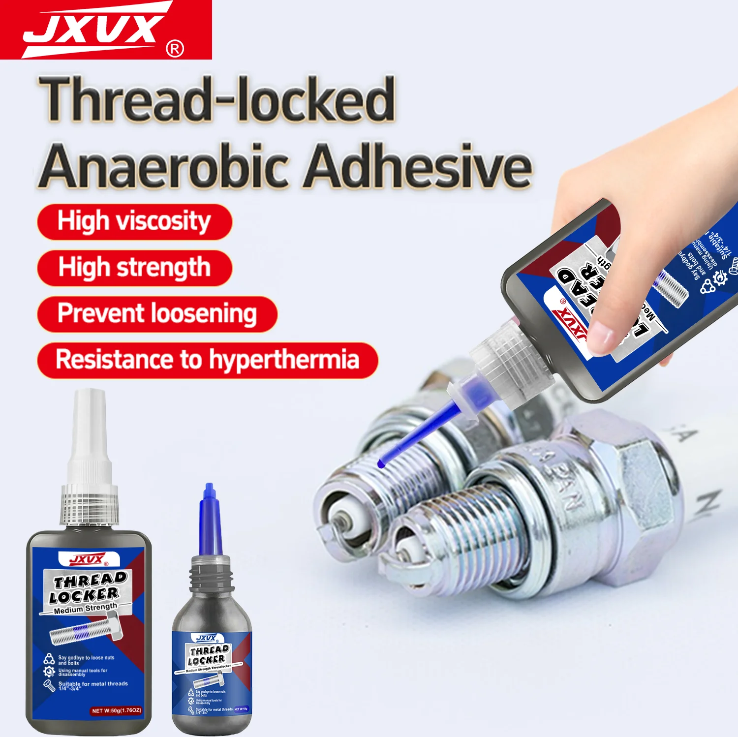 3PCS Threadlocker  Blue and Red, Low Strength Medium StrengthThread Locker, Lock/ Tight Thread Lock for Metal, Fasteners, Nuts,