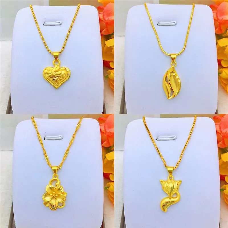 

AU999 24K Gold Fox Flower Heart Women's Pendant - Stylish Triple Element Style, Hollow Craft Accent, Daily Date Agile