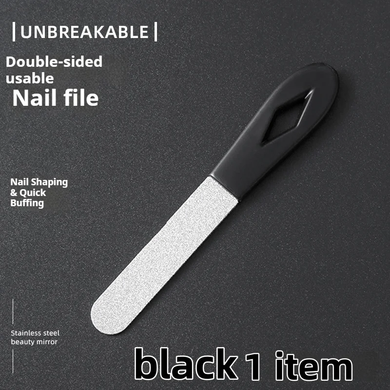 Stainless Steel Double‑Sided Diamond Grit Nail File Non‑Slip Handle Nail Polisher for Fingernail Toenail Manicure Pedicure Tool