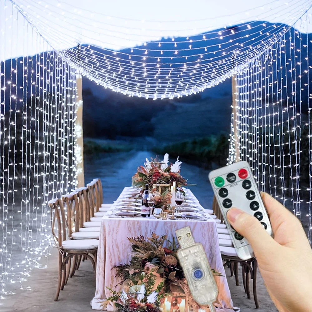 Garland 8 Mode LED Holiday Party Wedding  USB Curtain String Lights Christmas Fairy Light 3M 6M Birthday Decoration Home Decor