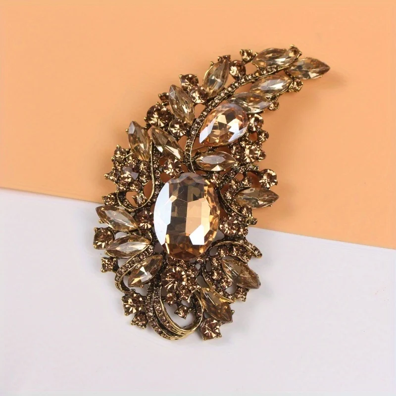 1pcs Shiny Large Rhinestone Solid Color Brooches Pins Exquisite Crystal Party Banquet Jewelry Badges for Lady